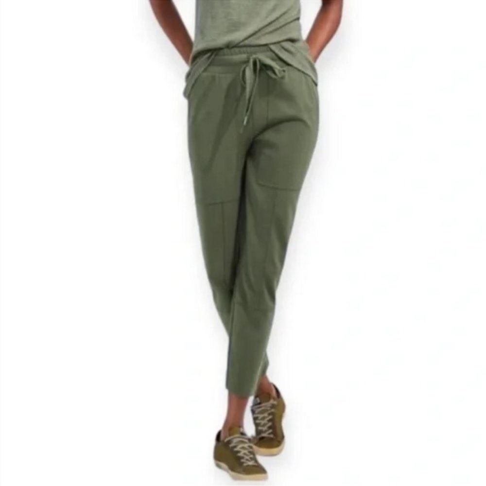 CABI Everyday Lounger Jogger Pants size Large olive green rayon nylon blend EUC - Picture 2 of 13